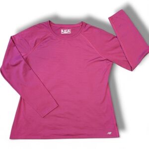 New Balance Women's NBX Emissive LS Long Sleeve Magenta Striped Tech Shirt 2XL